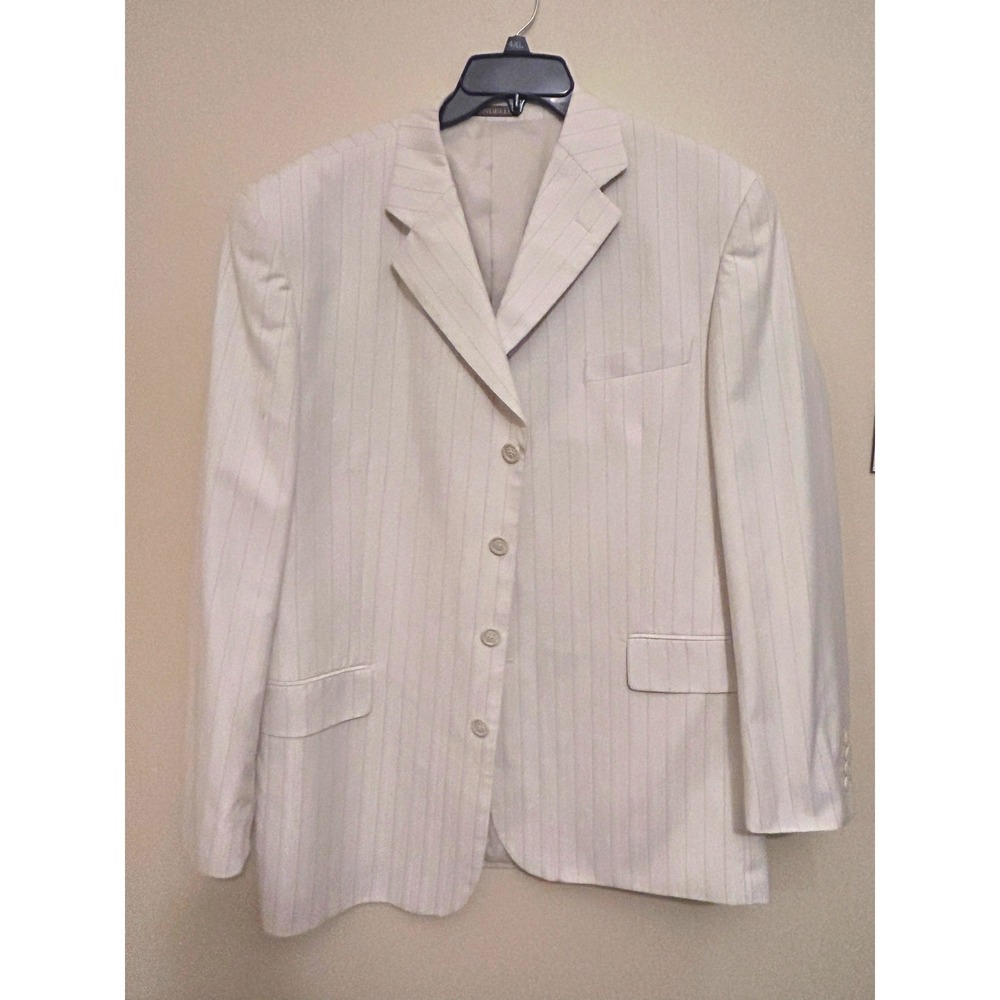 Zandello Pinstripe Blazer Mens 44R Cream Excellent 4-Button Sport Coat Jacket‎